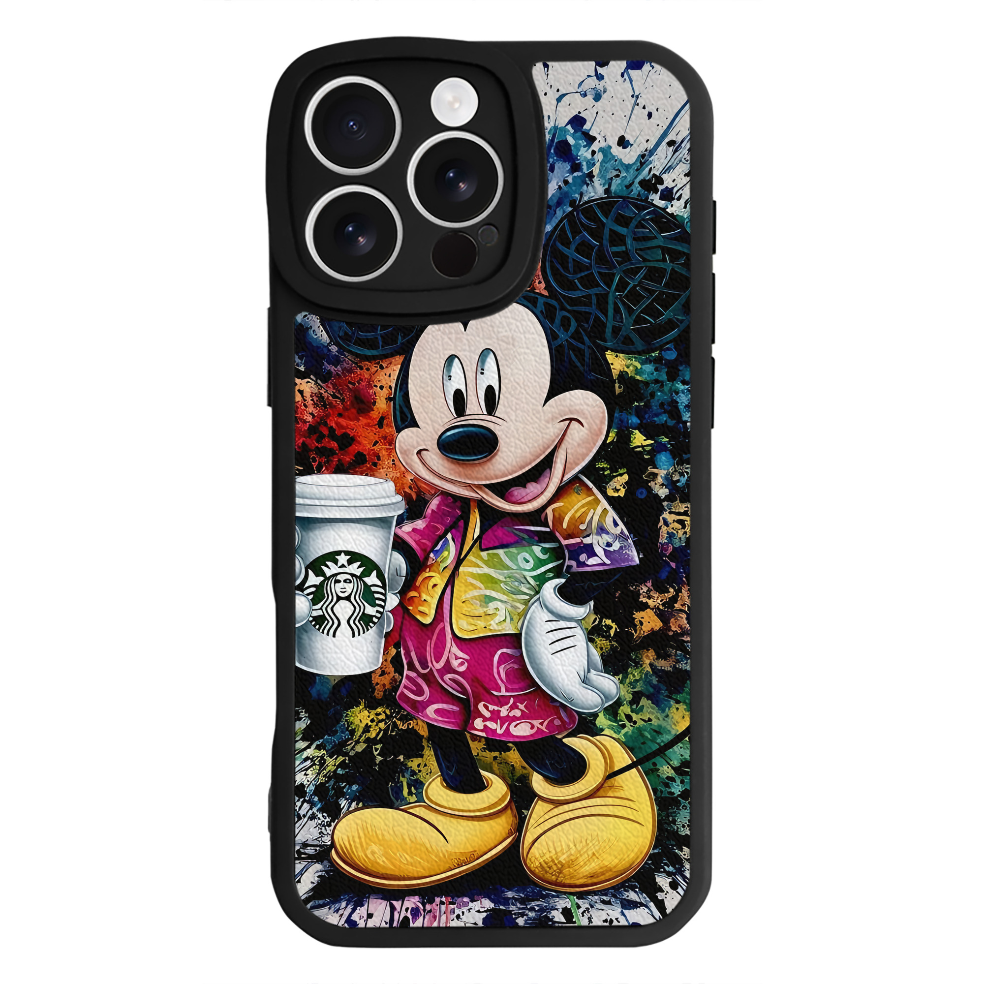 （画像用） ミッキーマウス Mickey Mouse 【iPhone 16シリーズ対応】シリコンスマホケース（レザー調） 材質：シリコン